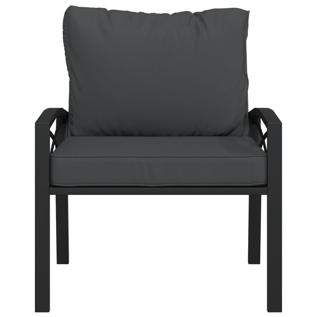 vidaXL Градински стол със сиви възглавници 68x76x79 см стомана