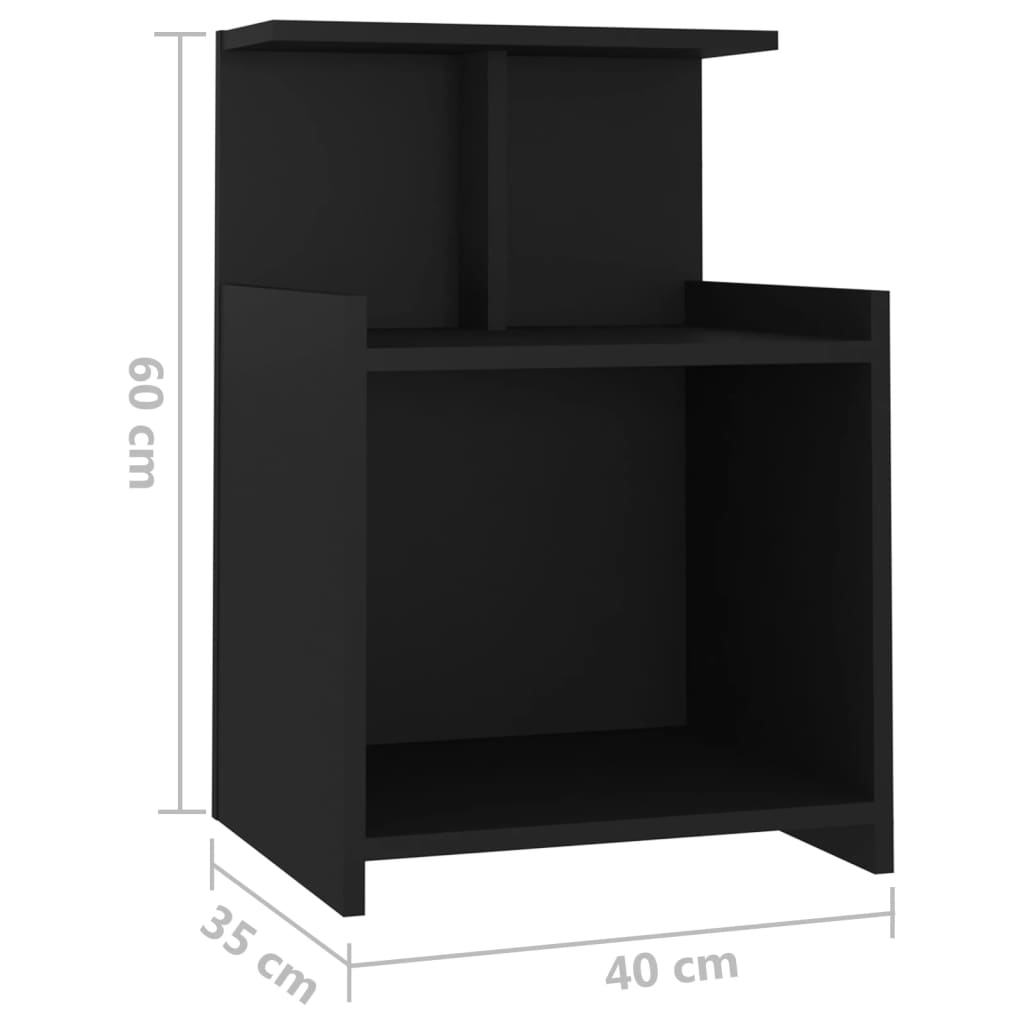 vidaXL Нощнo шкафчe, чернo, 40x35x60 см, ПДЧ