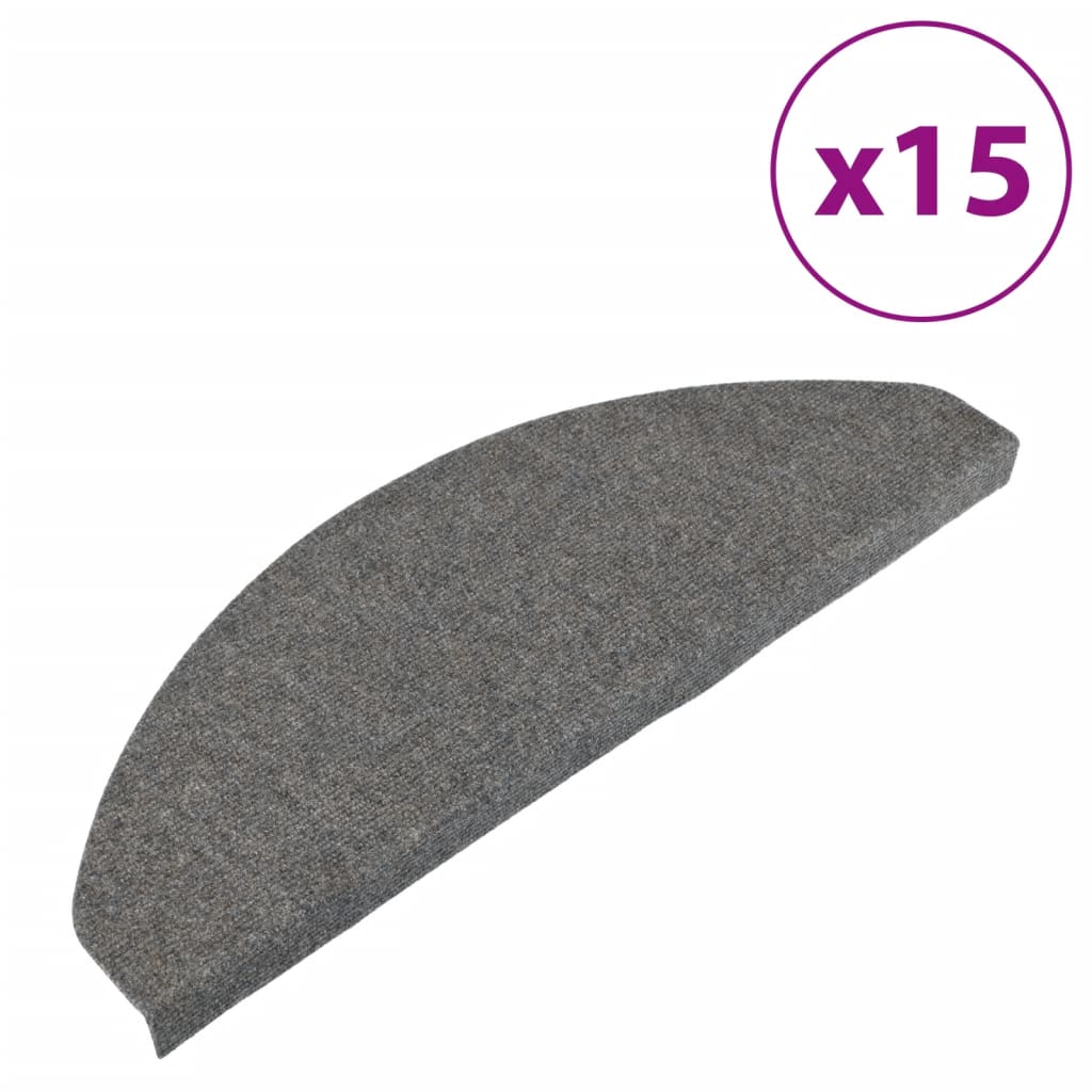vidaXL Самозалепващи стелки за стъпала, 15 бр, 65x22,5x3,5 см, сиви