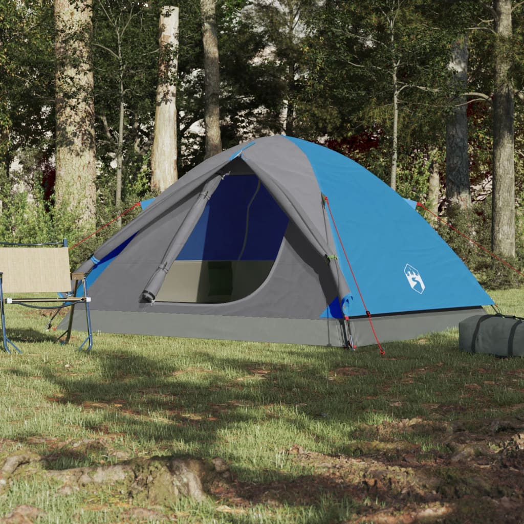 vidaXL Къмпинг палатка за 3 души, синя, водоустойчива