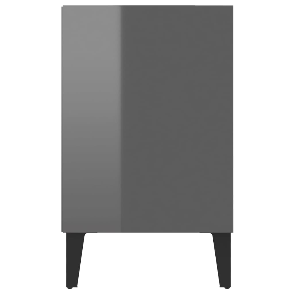 vidaXL ТВ шкаф с метални крака, сив гланц, 103,5x30x50 см