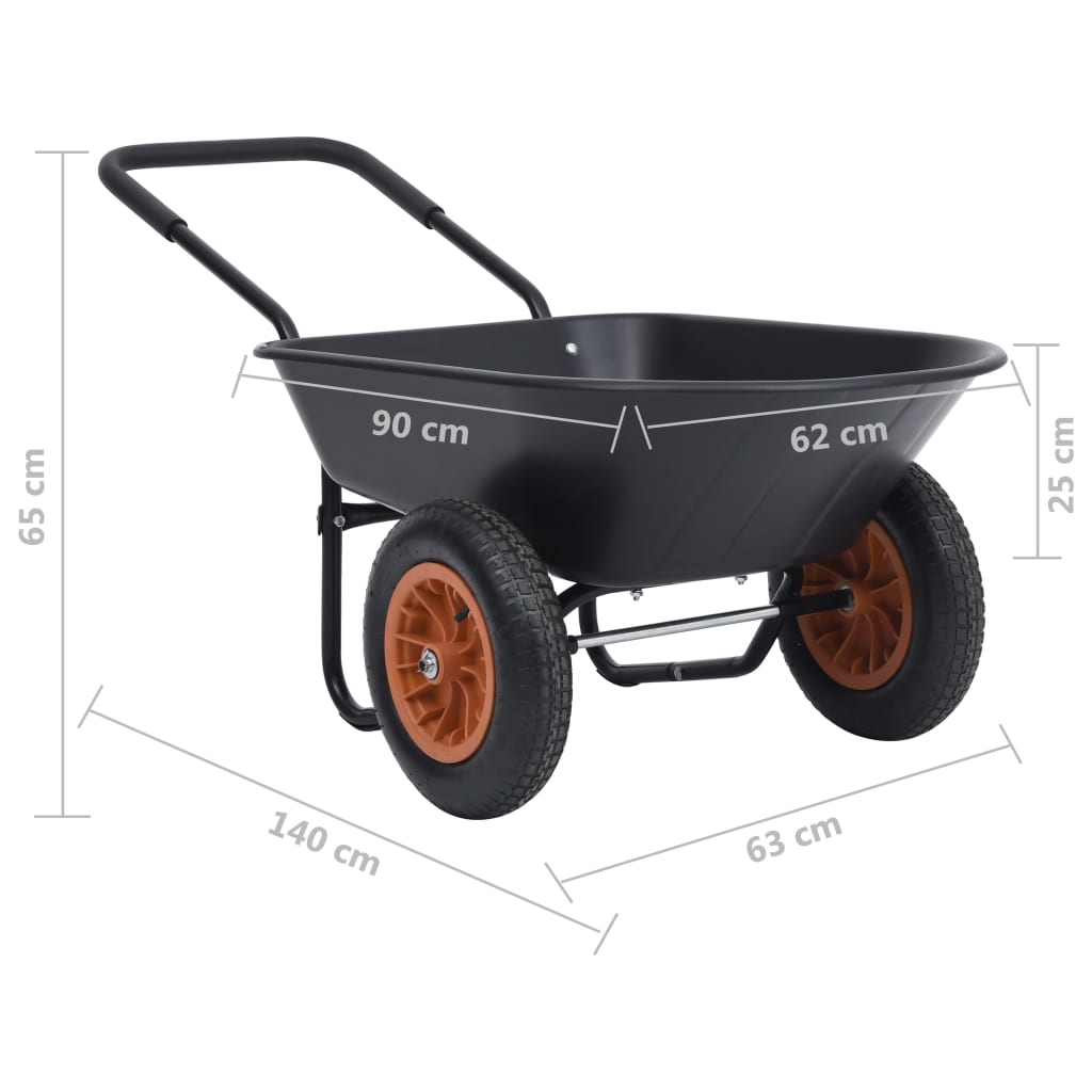 vidaXL Ръчна количка, черно и оранжево, 78 л, 100 кг