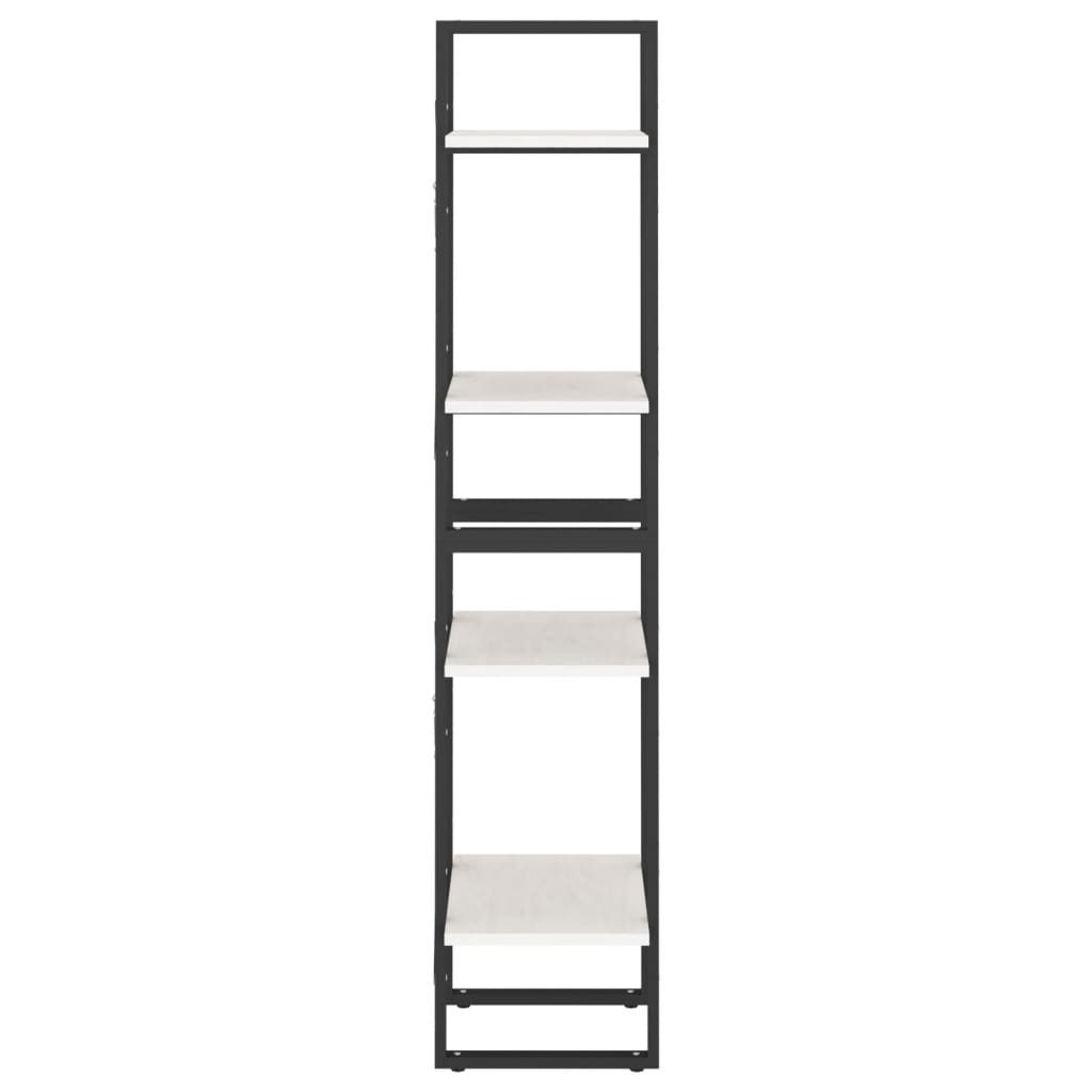 vidaXL 4-етажна библиотека, бяла, 40x30x140 см, борово дърво масив