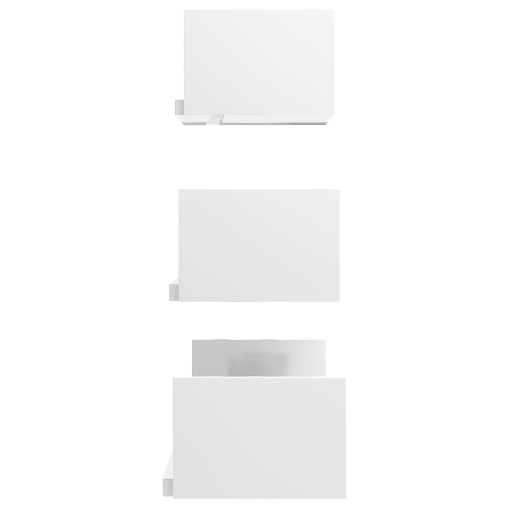 vidaXL Стенни рафтове, 3 бр, бяло със силен гланц, ПДЧ