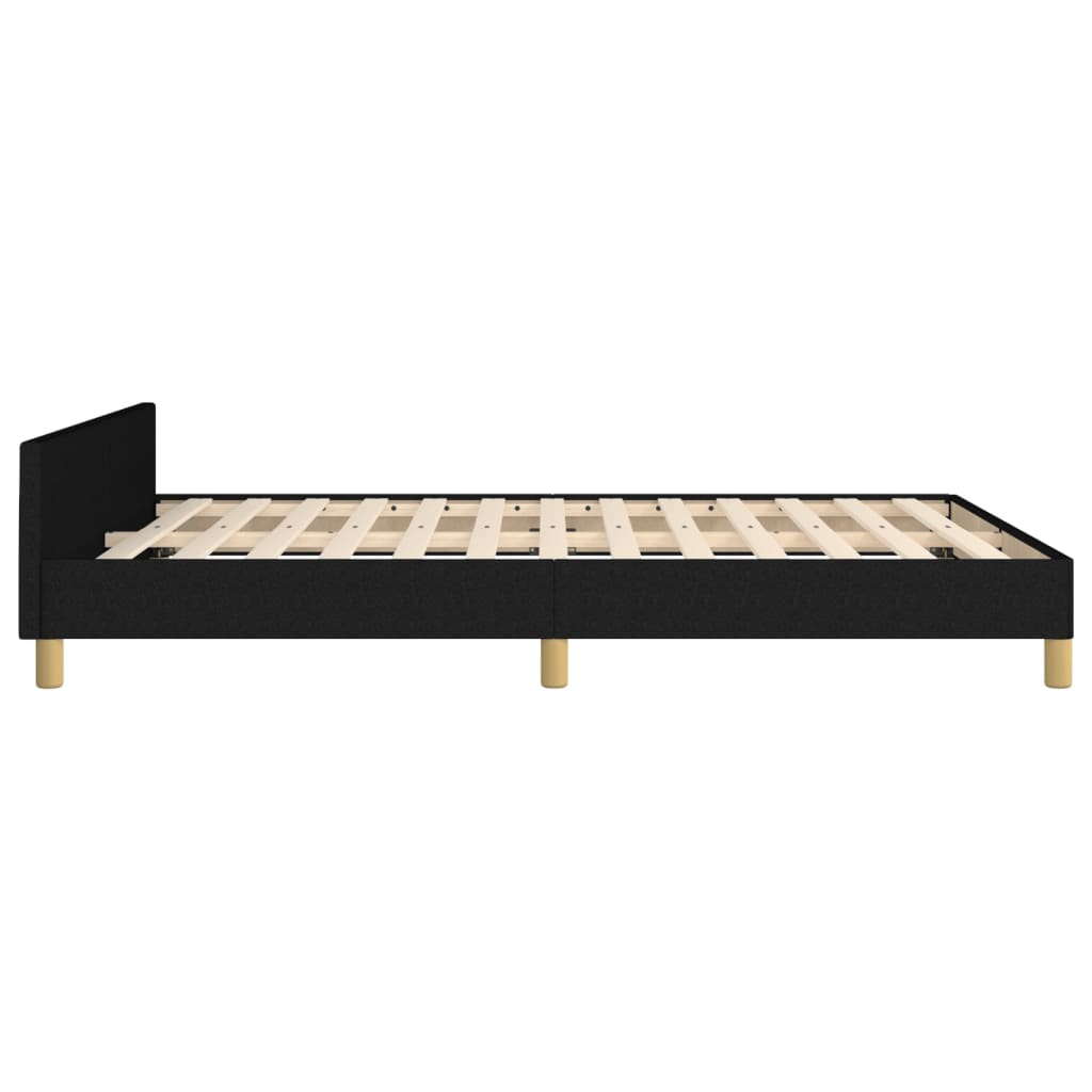vidaXL Рамка за легло с табла, черна, 140x190 см плат