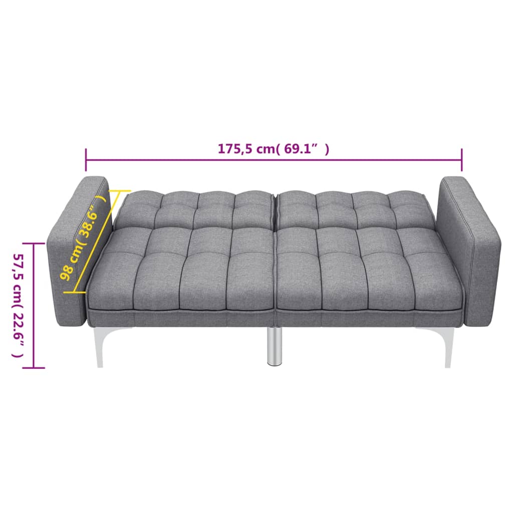 vidaXL Разтегателен диван, светлосив, текстил