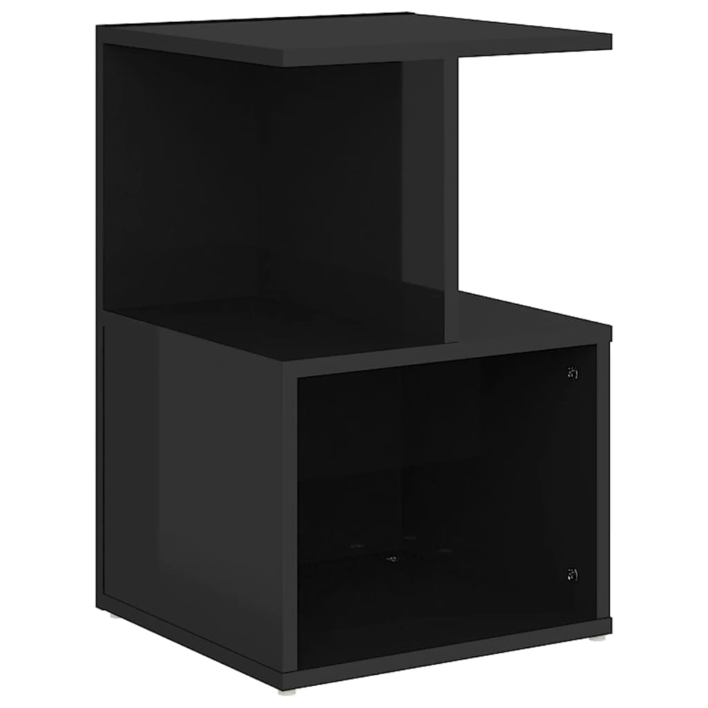 vidaXL Нощно шкафче, черен гланц, 35x35x55 см, ПДЧ