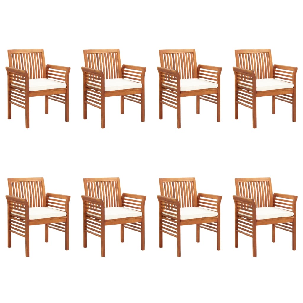 vidaXL Градински трапезни столове с възглавници 8 бр масивна акация