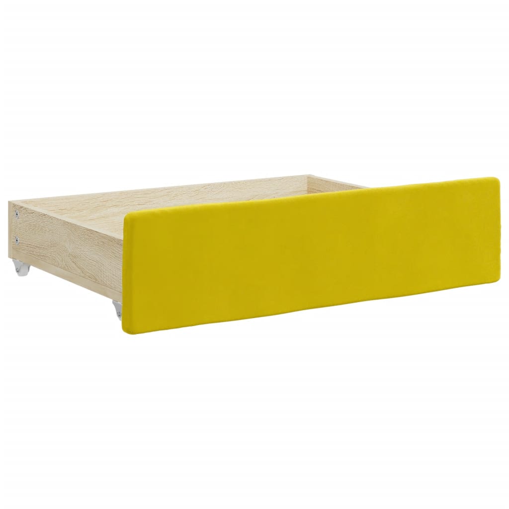 vidaXL Чекмеджета за легло, 2 бр, жълти, инженерно дърво и кадифе
