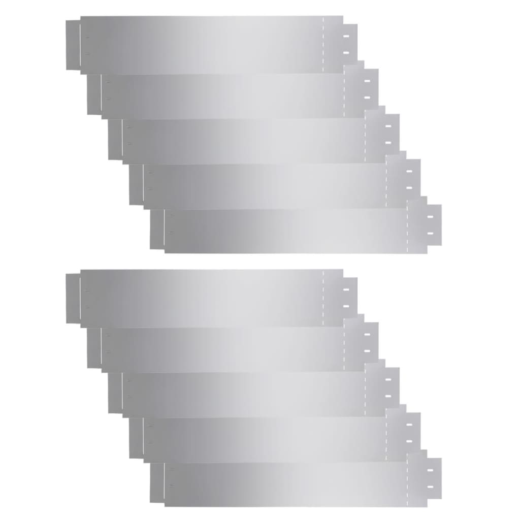 vidaXL Бордюрни ленти, 10 бр, поцинкована стомана, 100x20 см