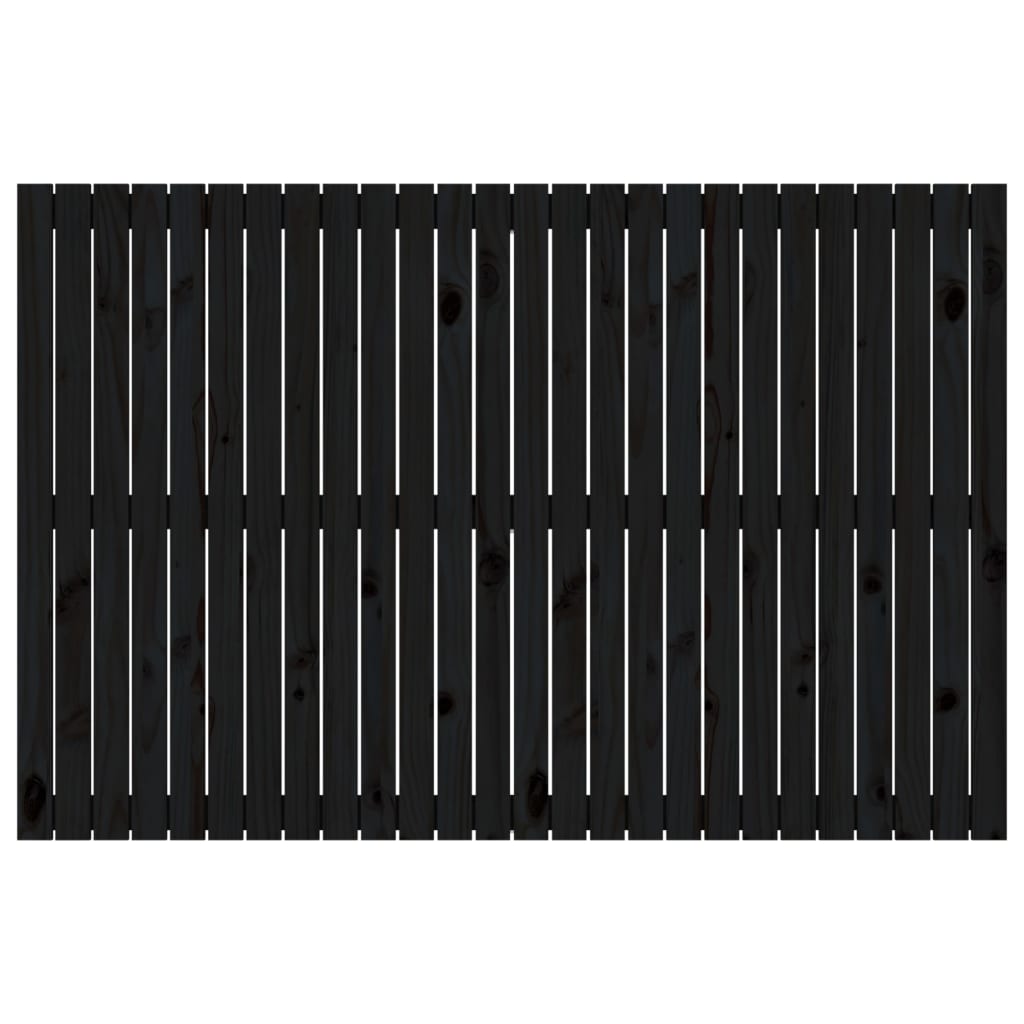 vidaXL Стенна табла за спалня, черна, 166x3x110 см, борово дърво масив
