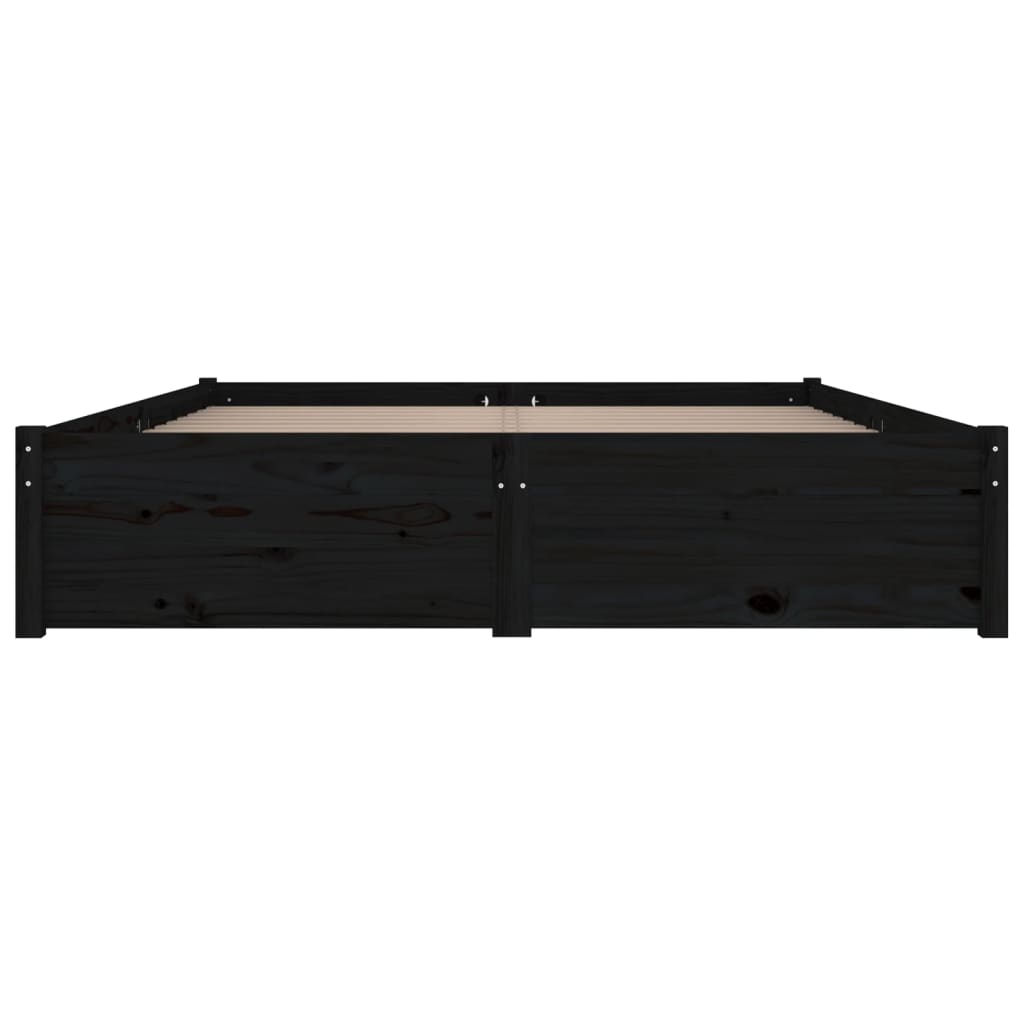 vidaXL Рамка за легло с чекмеджета, черна, 140x190 см