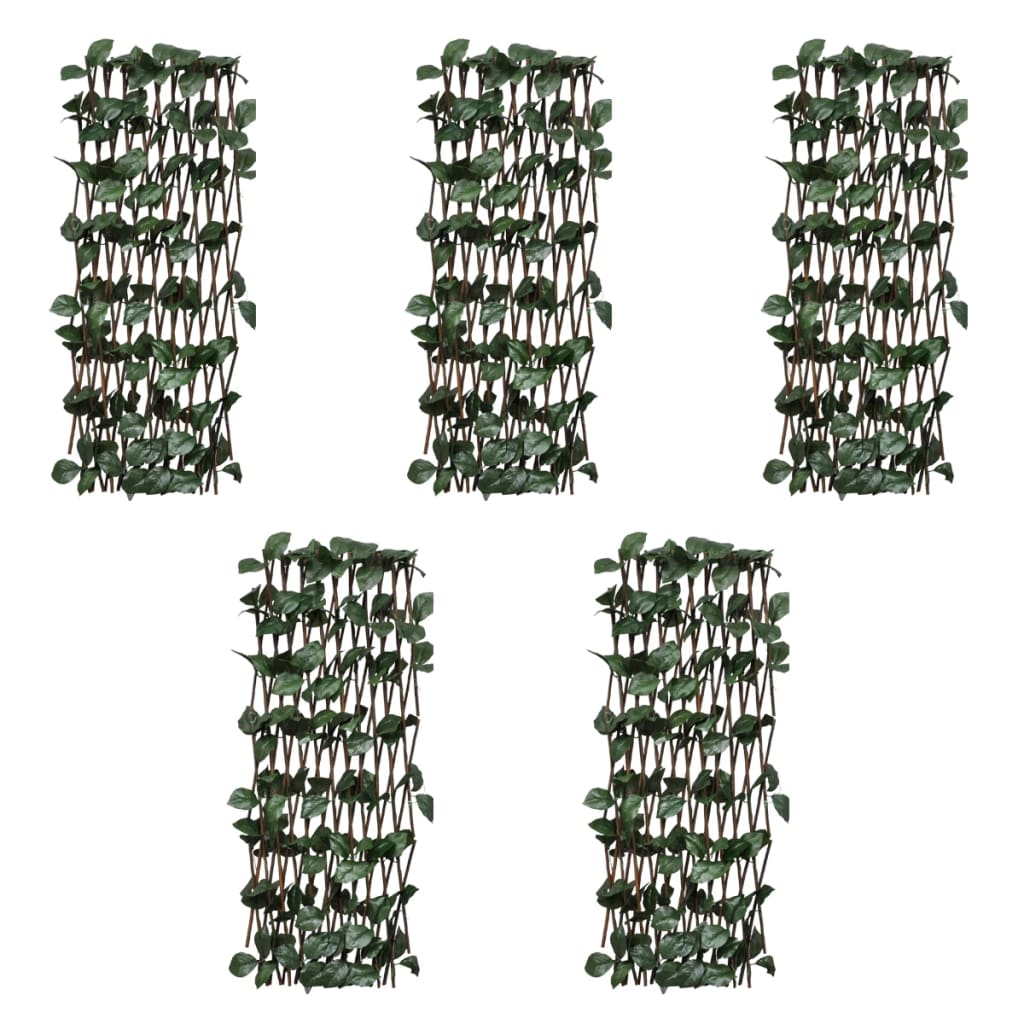 vidaXL Върбови огради хармоника, 5 бр, с изкуствени листа, 180x90 см