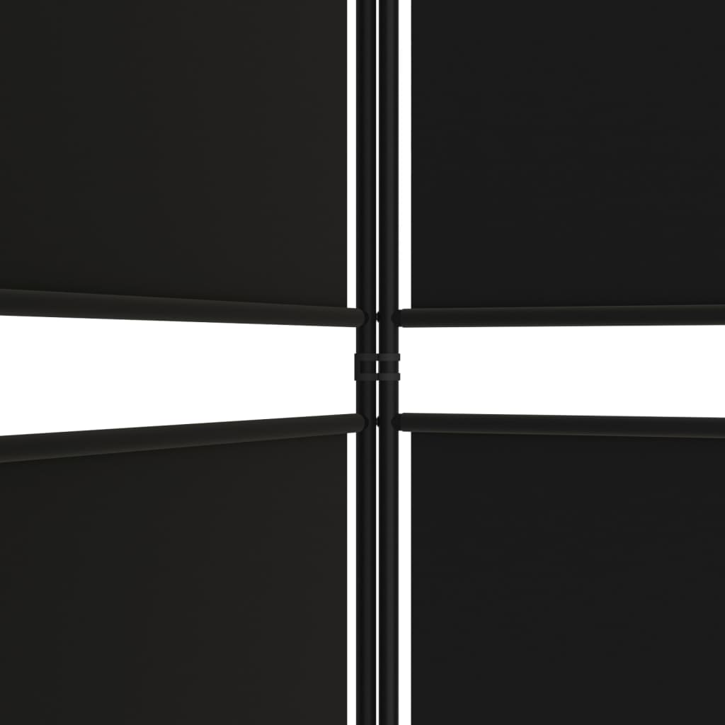 vidaXL Параван за стая, 5 панела, черен, 250x200 см, текстил