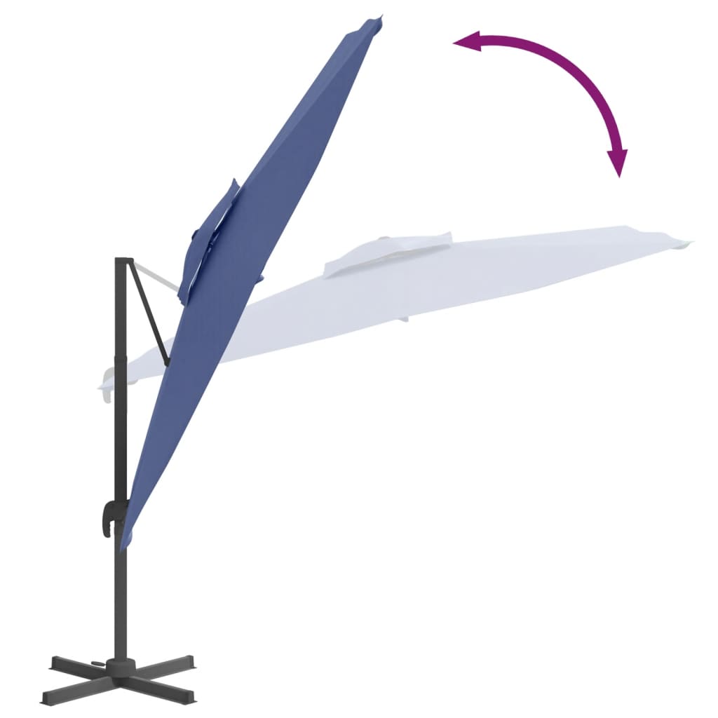vidaXL Конзолен чадър с двоен покрив, лазурносин, 400x300 см