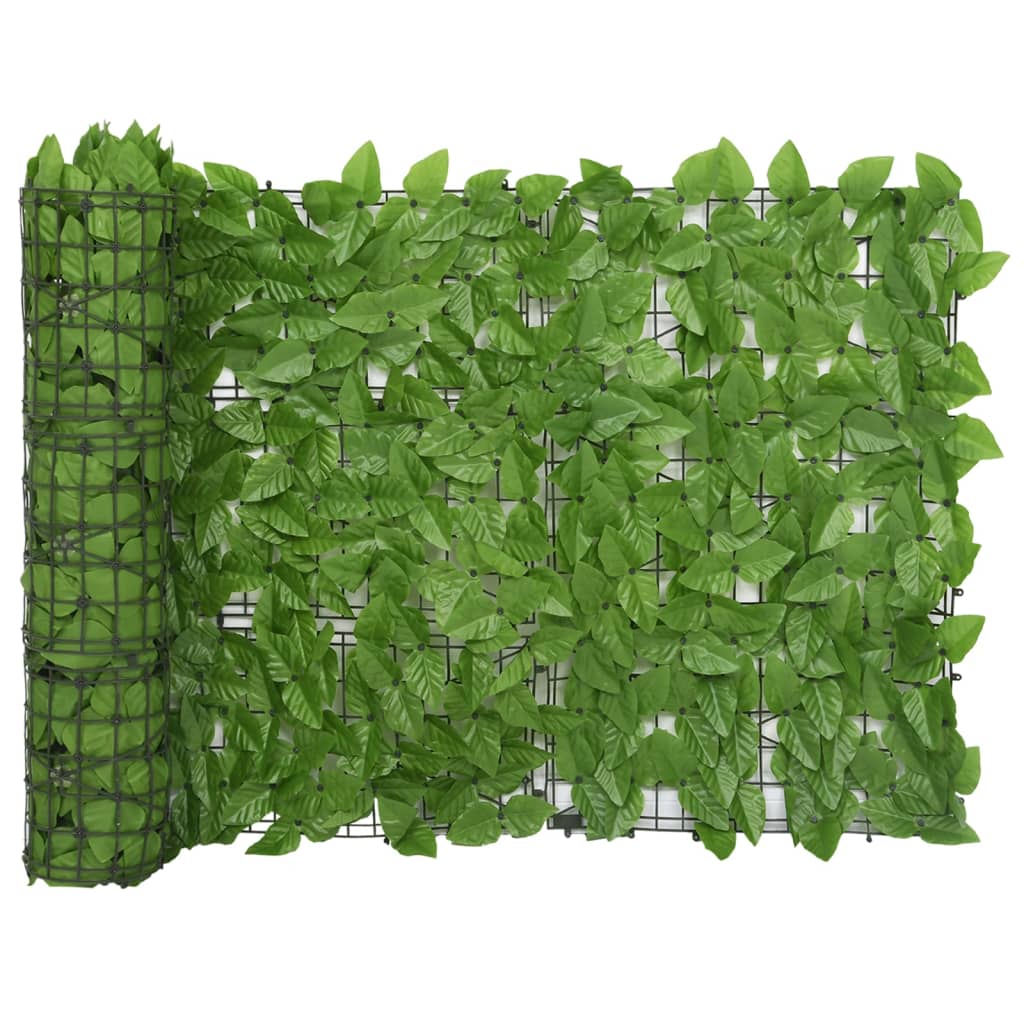 vidaXL Балконски параван със зелени листа, 600x75 см