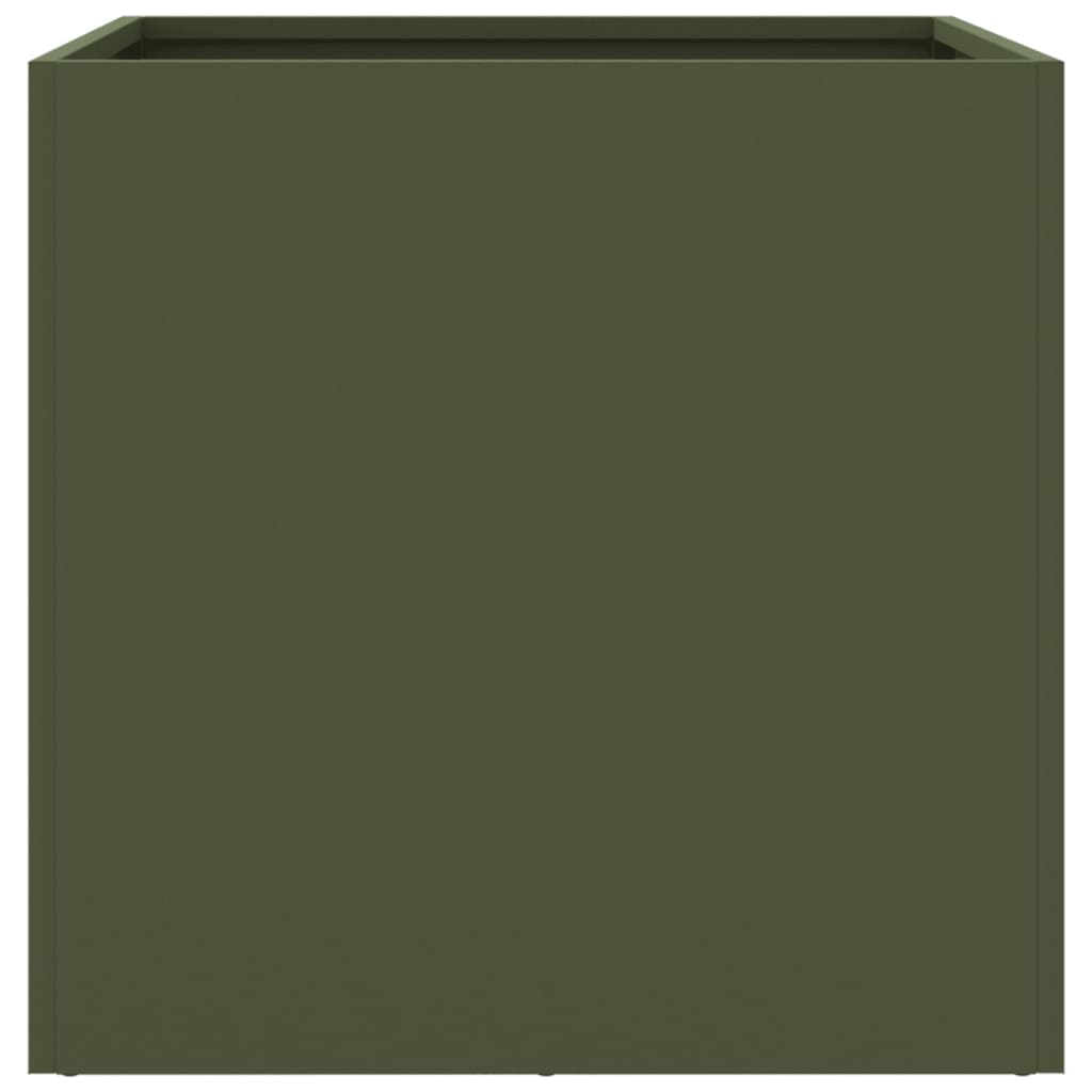 vidaXL Кашпи, 2 бр, маслиненозелени, 49x47x46 см, стомана