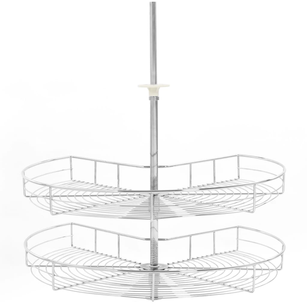 vidaXL 2-етажна кошница за кухня, сребриста, 270 градуса, 71x71x80 см