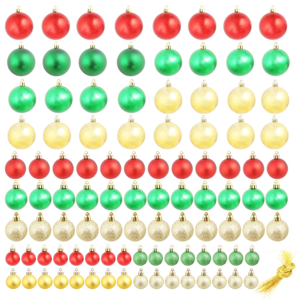 Коледни топки 100 бр червено/златисто/зелено
