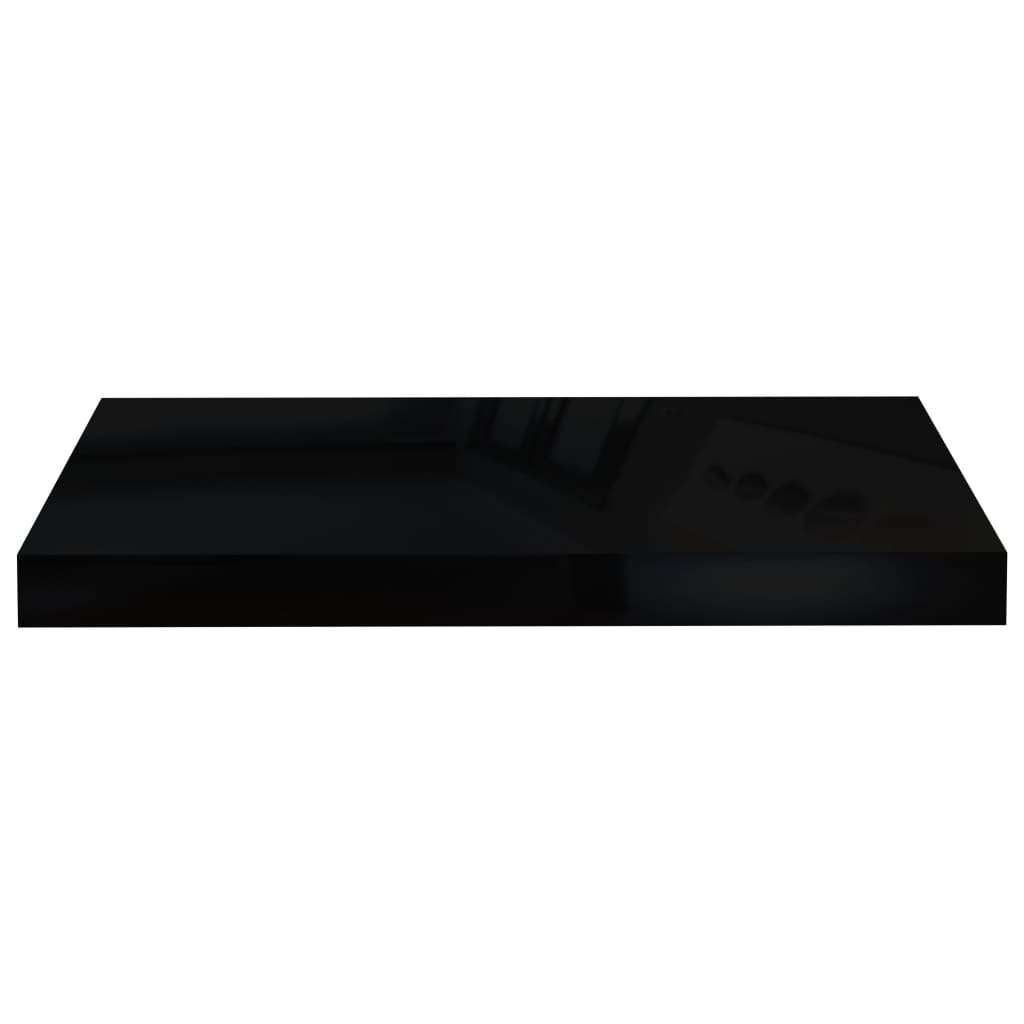 vidaXL Окачен стенен рафт, черен гланц, 50x23x3,8 см, МДФ
