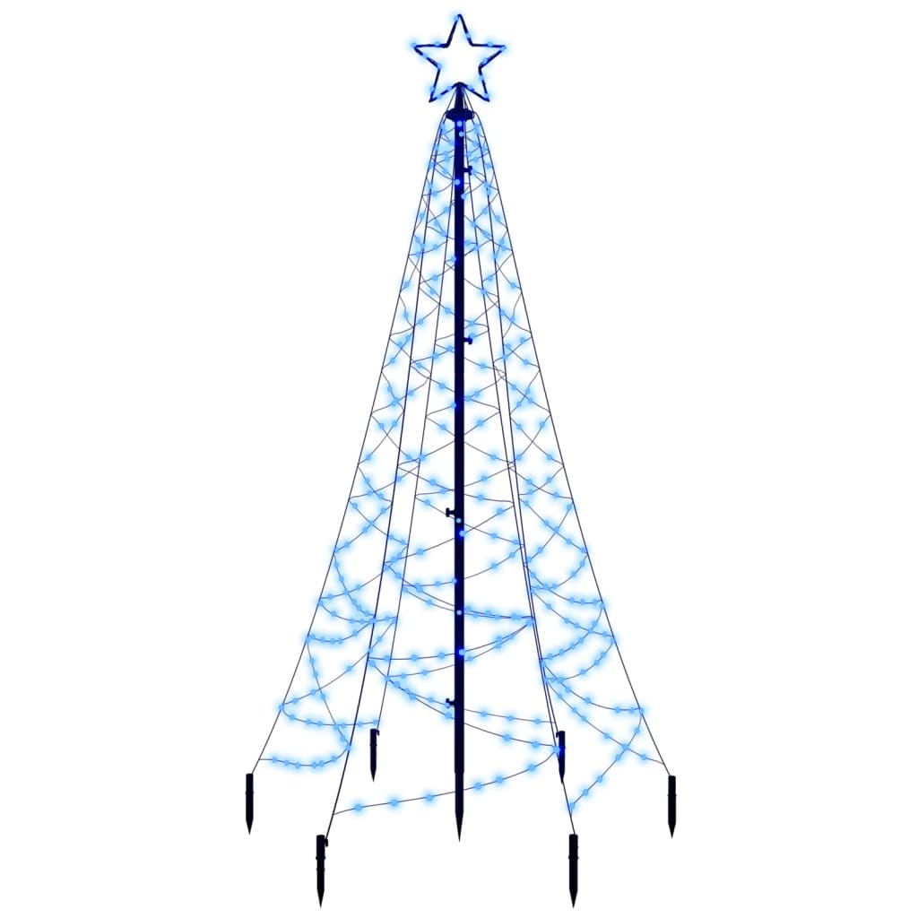 vidaXL Коледна елха с шип, синя, 200 LED, 180 см