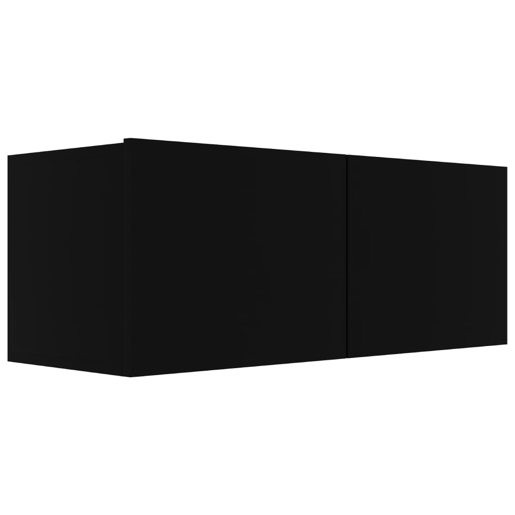 vidaXL Комплект ТВ шкафове от 3 части, черен, ПДЧ