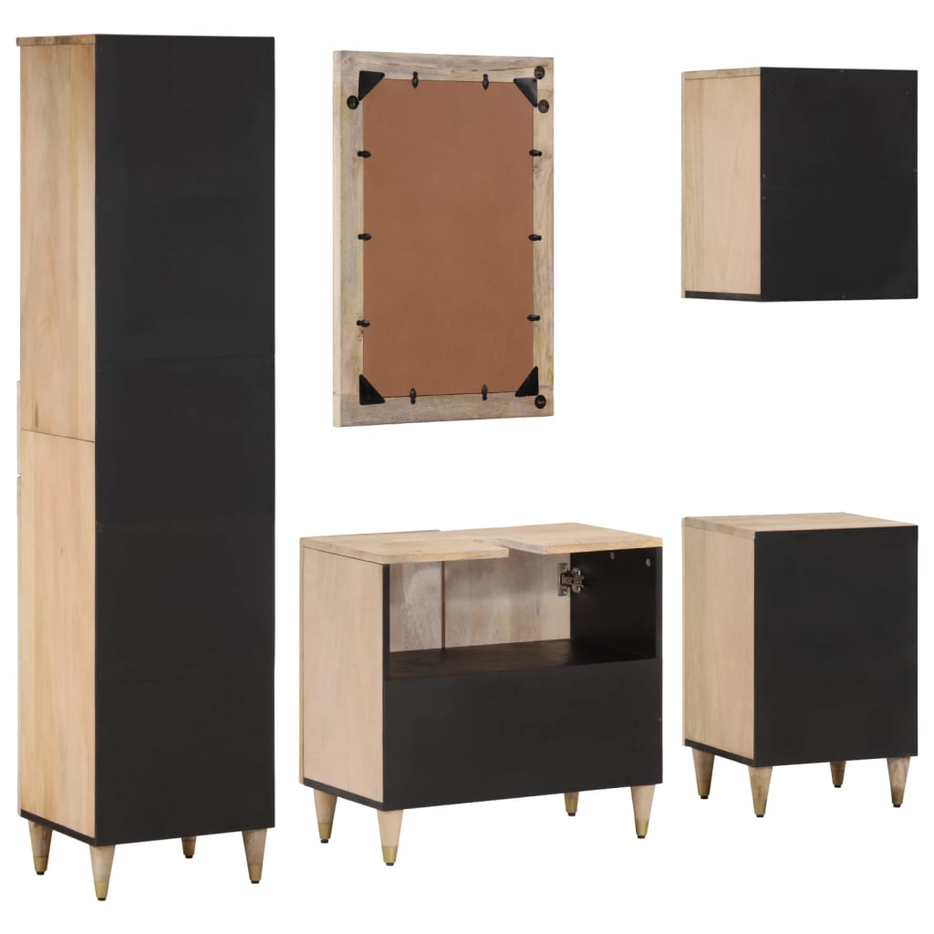 vidaXL Комплект мебели за баня, 5 части, масивна мангова дървесина