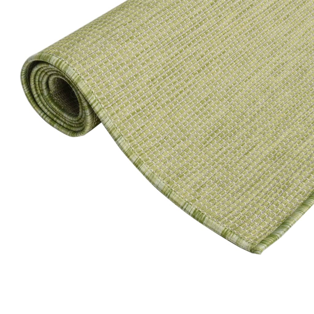 vidaXL Градински плоскотъкан килим, 80x150 см, зелен