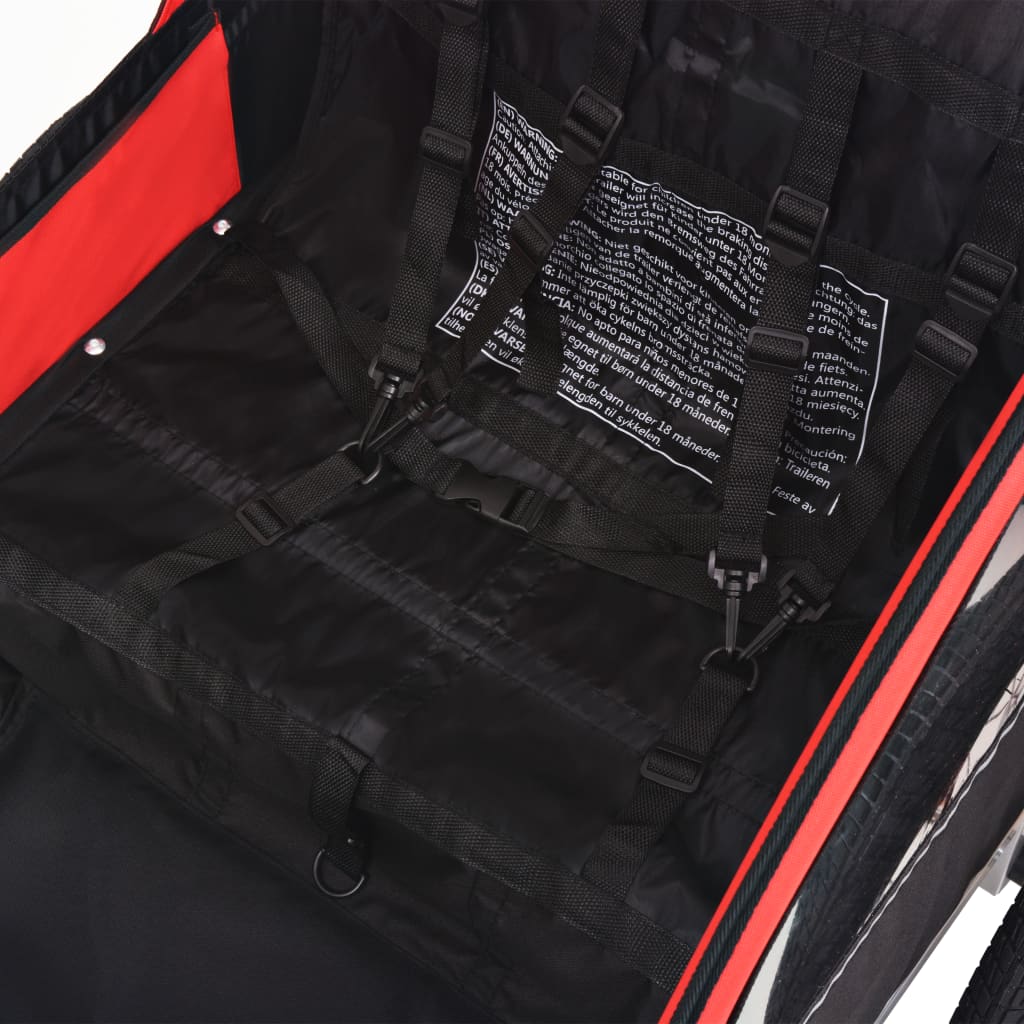 vidaXL Ремарке за велосипед, червено и черно, 30 кг