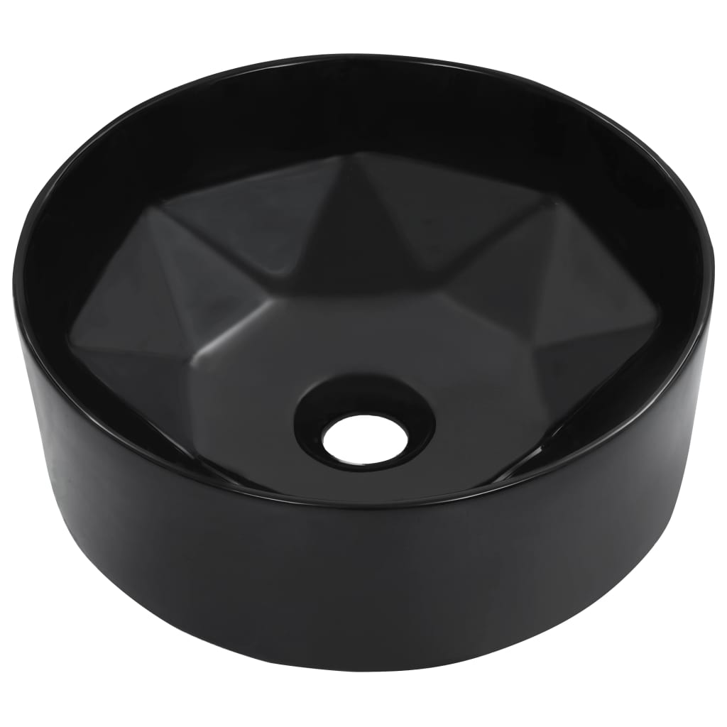vidaXL Мивка, 36x14 см, керамична, черна