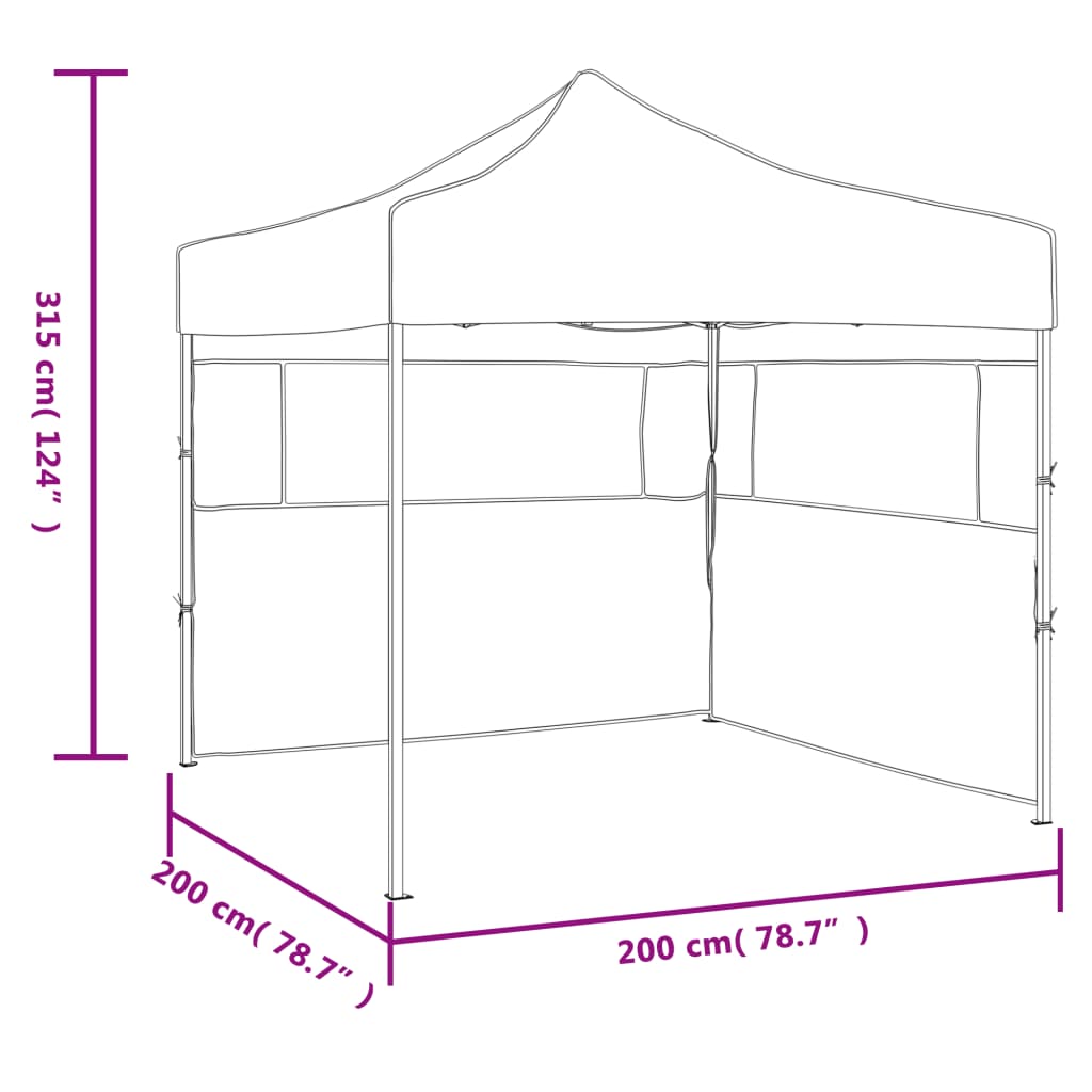 vidaXL Сгъваема парти шатра с 2 странични стени 2x2 м стомана кремава