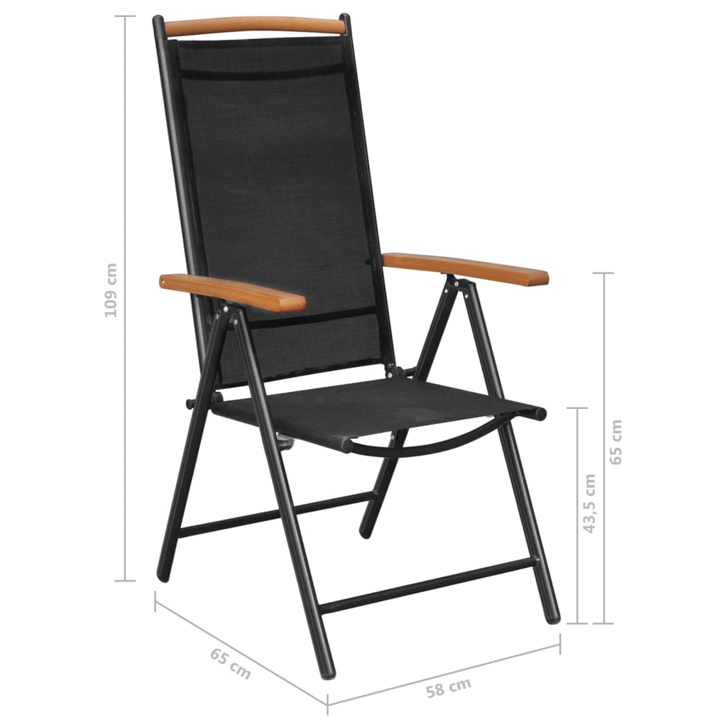 vidaXL Сгъваеми градински столове 4 бр алуминий и Textilene черни