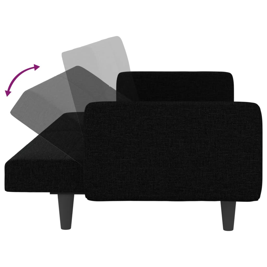 vidaXL Разтегателен диван с възглавници, черен, плат