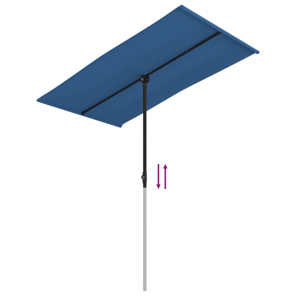 vidaXL Градински чадър с алуминиев прът, 180x110 см, лазурносин