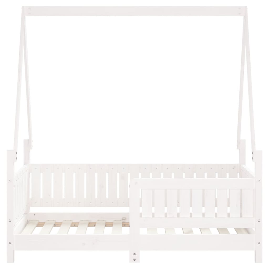vidaXL Рамка за детско легло, бяла, 70x140 см, бор масив