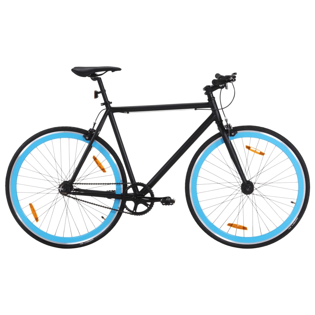 vidaXL Велосипед с фиксирана предавка, черно и синьо, 700c, 59 см