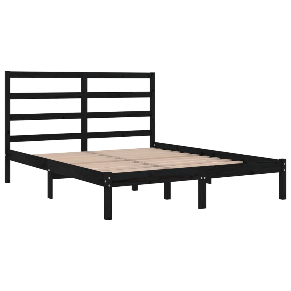 vidaXL Рамка за легло, черна, бор масив, 140х200 см
