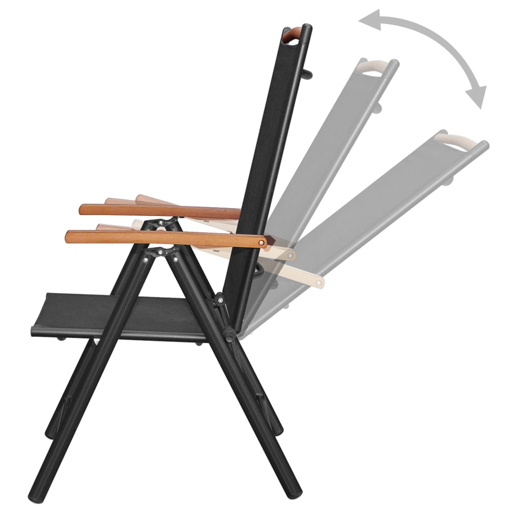 vidaXL Сгъваеми градински столове 4 бр алуминий и Textilene черни