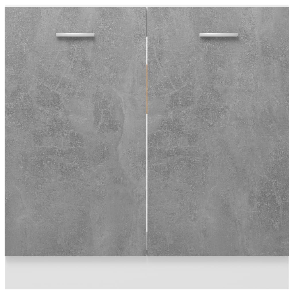 vidaXL Долен шкаф за мивка, бетонно сив, 80x46x81,5 см, ПДЧ