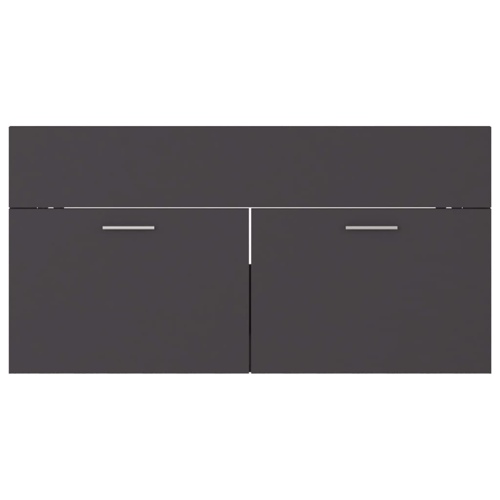 vidaXL Долен шкаф за мивка, сив, 90x38,5x46 см, ПДЧ
