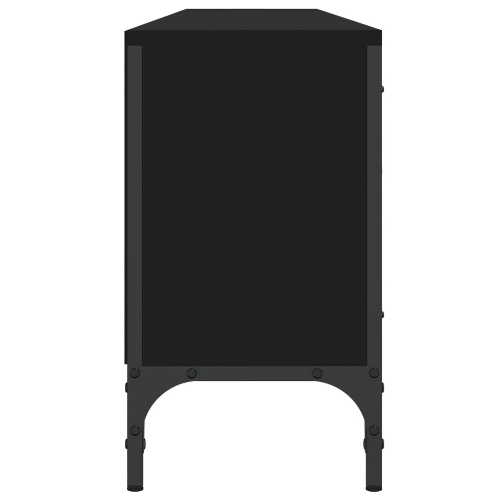 vidaXL ТB шкаф с чекмедже, черен, 200x25x44 см, инженерно дърво