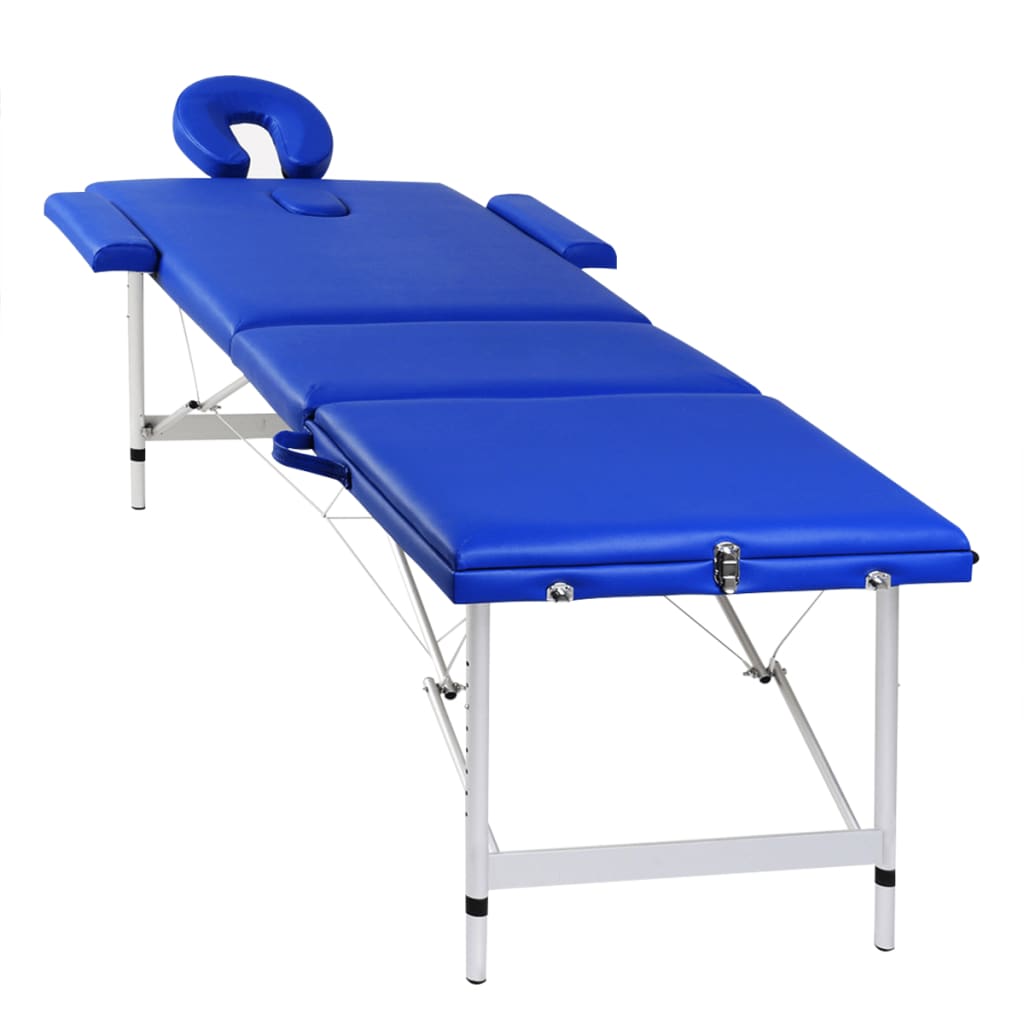 Алуминиева масажна кушетка с 3 зони, цвят: син