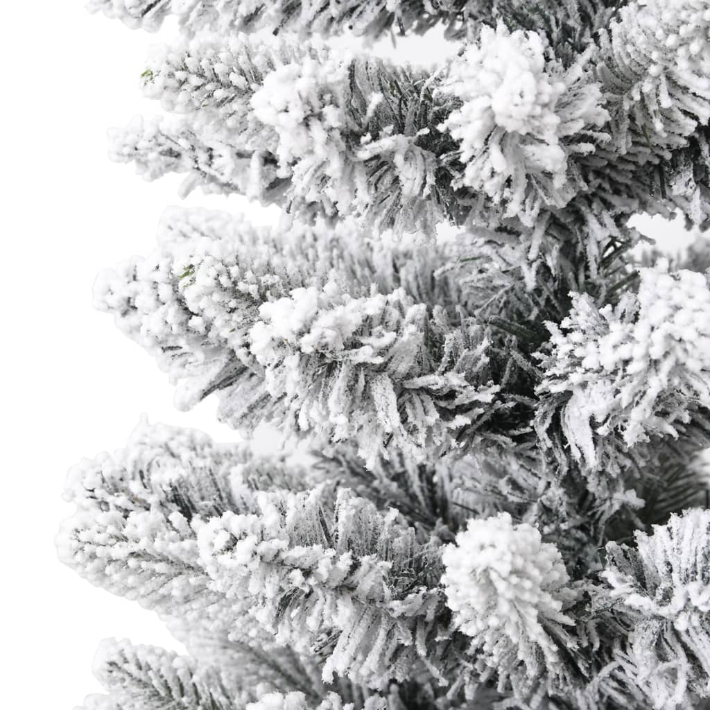 vidaXL Изкуствена тънка коледна елха с флокиран сняг, 180 см, PVC и PE