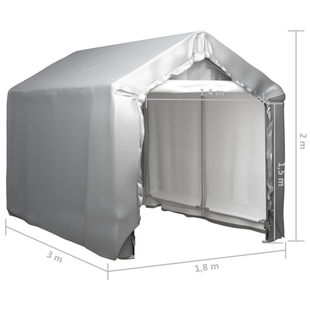 vidaXL Палатка за съхранение, 180x300 см, стомана, сива