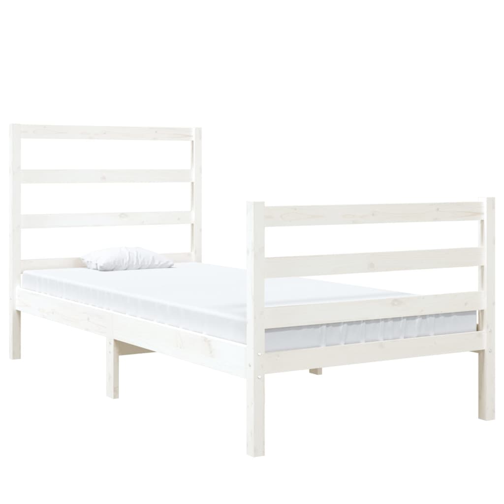 vidaXL Рамка за легло, бяла, бор масив, 90x190 см, Single