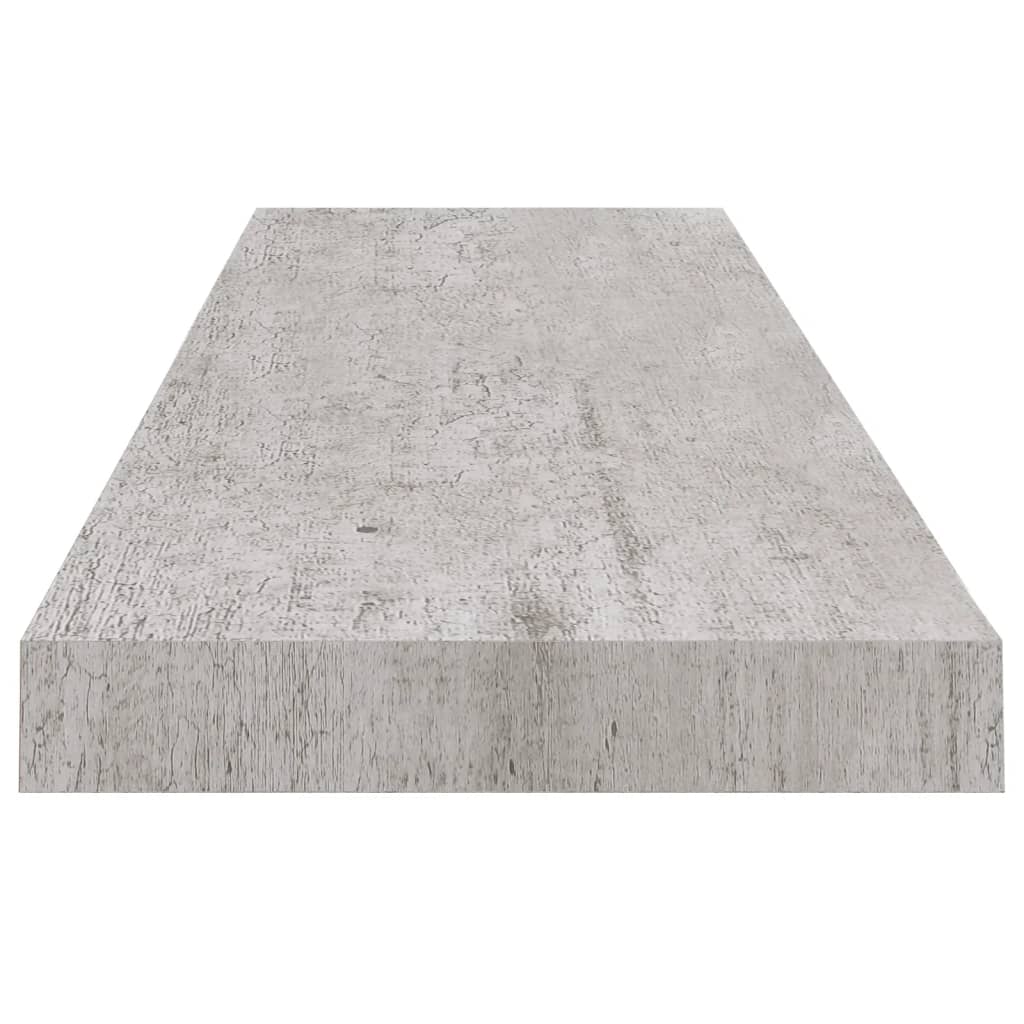 vidaXL Окачени стенни рафтове 2 бр бетонно сиви 90x23,5x3,8 см МДФ