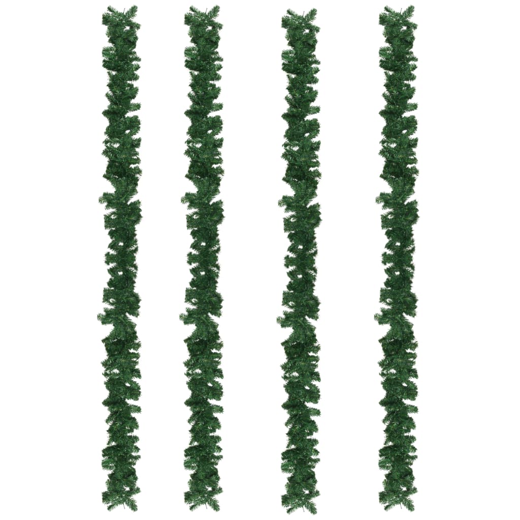 vidaXL Коледни гирлянди, 4 бр, зелени, 270 см, PVC