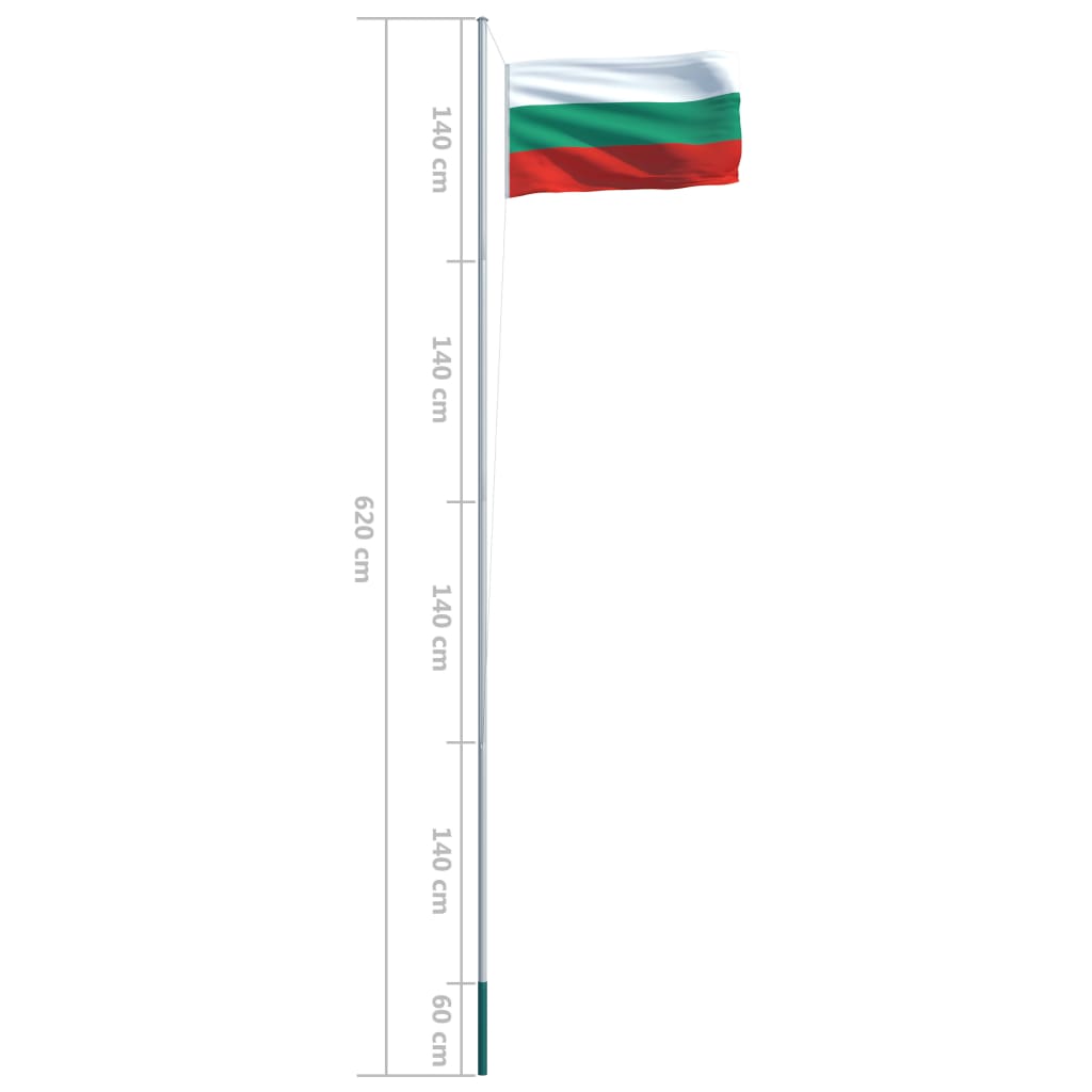 vidaXL Флаг на България и алуминиев флагщок, 6,2 м