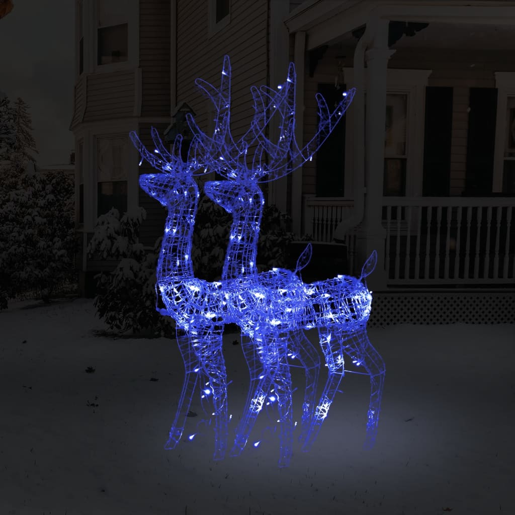 vidaXL Коледна украса северни елени, акрил, 2 бр, 120 см, сини