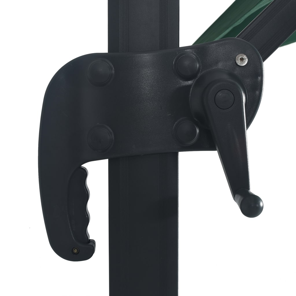 vidaXL Чадър чупещо рамо с LED лампи и алуминиев прът 400x300 см зелен